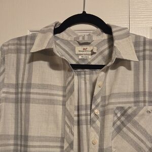 Vineyard Vines Women's Gray Plaid Button Down Shirt